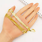 Ланцюг Латунь Ручна Робота, Паяна, Листя, Стійке Покрите Золото 18К, Розмір: 7х6х0.5мм, 1 м, фото 6