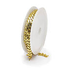 Ланцюг Латунь Ручна Робота, Паяна, Листя, Стійке Покрите Золото 18К, Розмір: 7х6х0.5мм, 1 м, фото 7