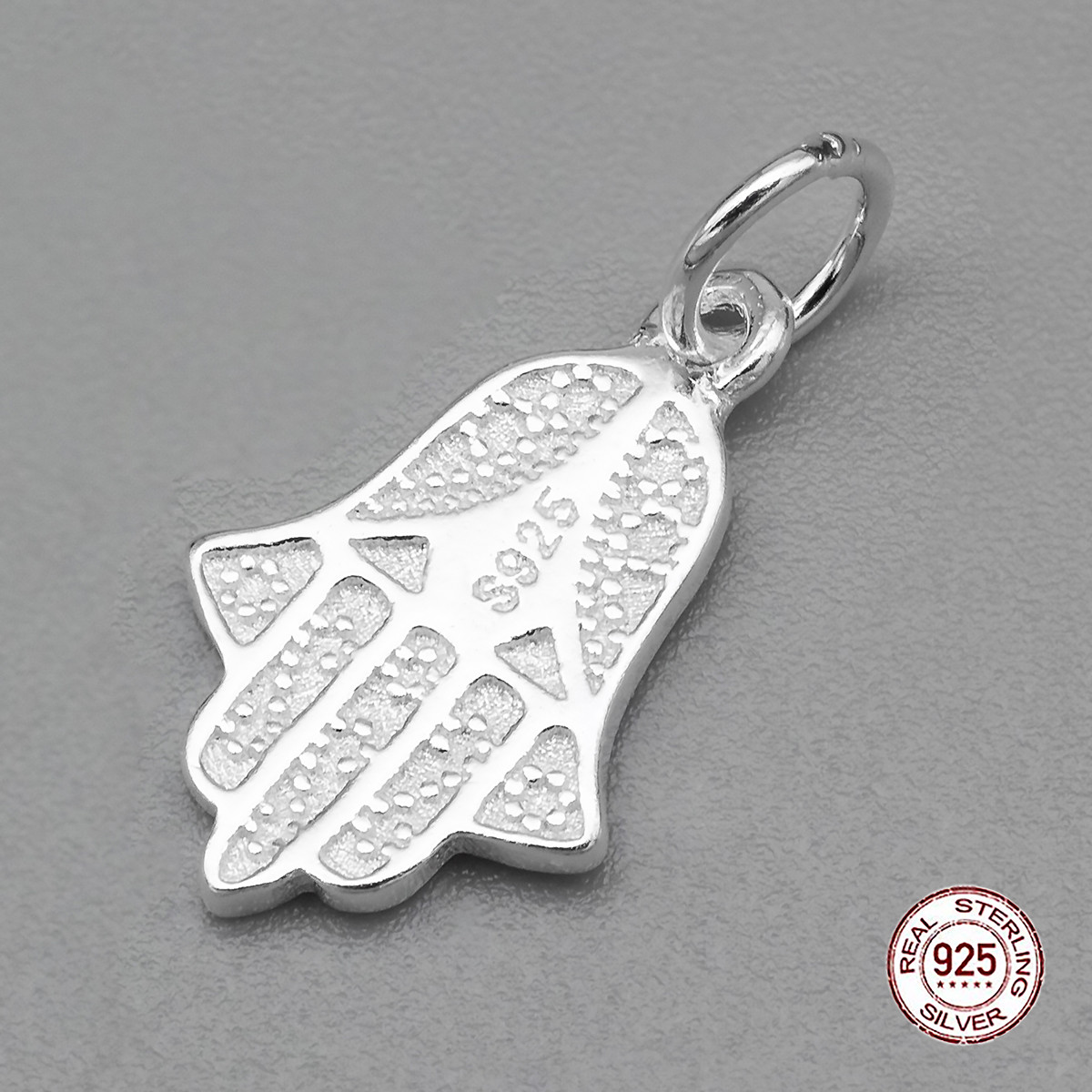 Срібло 925 Підвіска Рука Хамси, з кільцем, 17х10.5х1.5мм, Отвір 4 мм, 1 шт, фото 1