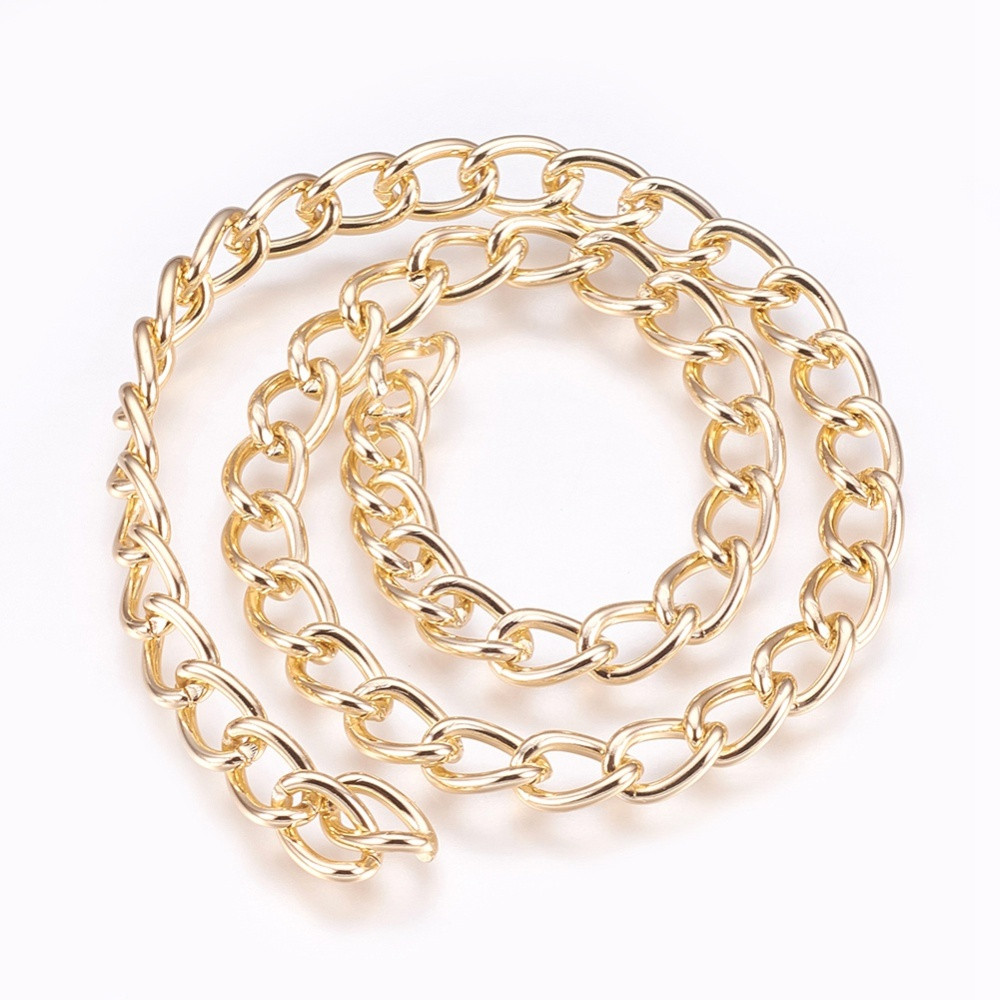 Ланцюг Алюмінієва, Вите Плетіння, Колір: Світле Золото, Дзвено: 9х6х1.5мм, 2 м, фото 1