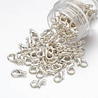 Застібка Карабін-Лобстер, Метал, Колір: Срібло, Розмір: 12х6 мм, Отвір 1.5 мм, 1000 шт, фото 5