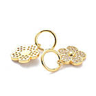 Підвіска Латунь і Фіаніти, Квітка, Стійке Покриття Золото 18К, Розмір: 15х13х3мм, З'єднувальне кільце, 2 шт, фото 5