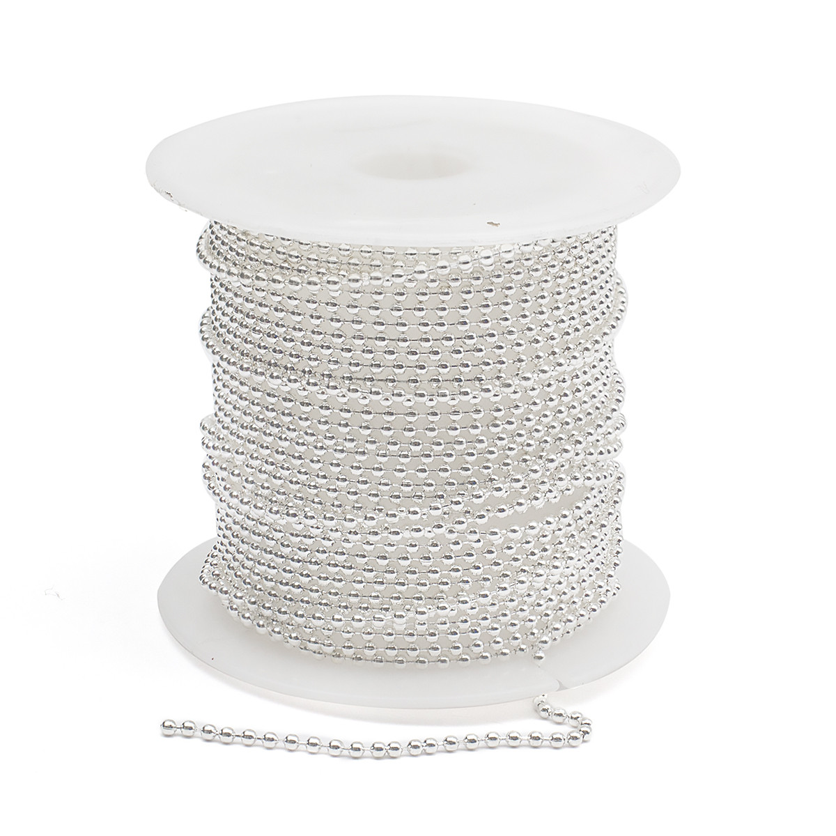 Ланцюг Плетіння Перлина, Латунь, Паяна, Колір: Срібло, Дзвено: Діаметр 1.5 мм, 4 м, фото 1