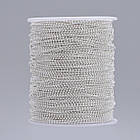 Ланцюг Плетіння Перлина, Латунь, Паяна, Колір: Срібло, Дзвено: Діаметр 1.5 мм, 4 м, фото 3