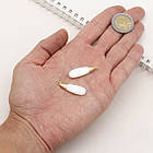 Кулон Натуральний Речний Перламутр, Крапля, Фурнітура Латунь, Золото, Білий, 2 шт, фото 2