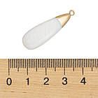 Кулон Натуральний Речний Перламутр, Крапля, Фурнітура Латунь, Золото, Білий, 2 шт, фото 3