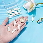 Кулон Натуральний Речний Перламутр, Крапля, Фурнітура Латунь, Золото, Білий, 2 шт, фото 6