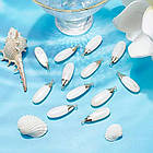 Кулон Натуральний Речний Перламутр, Крапля, Фурнітура Латунь, Золото, Білий, 2 шт, фото 7