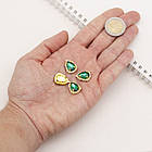 Пришивні стрази, Скло Гірський Кришталь, Основа Латунь, Крапля, Смарагд, Розмір: 19х14.5х7мм, Відв. 1 мм, 4 шт, фото 3