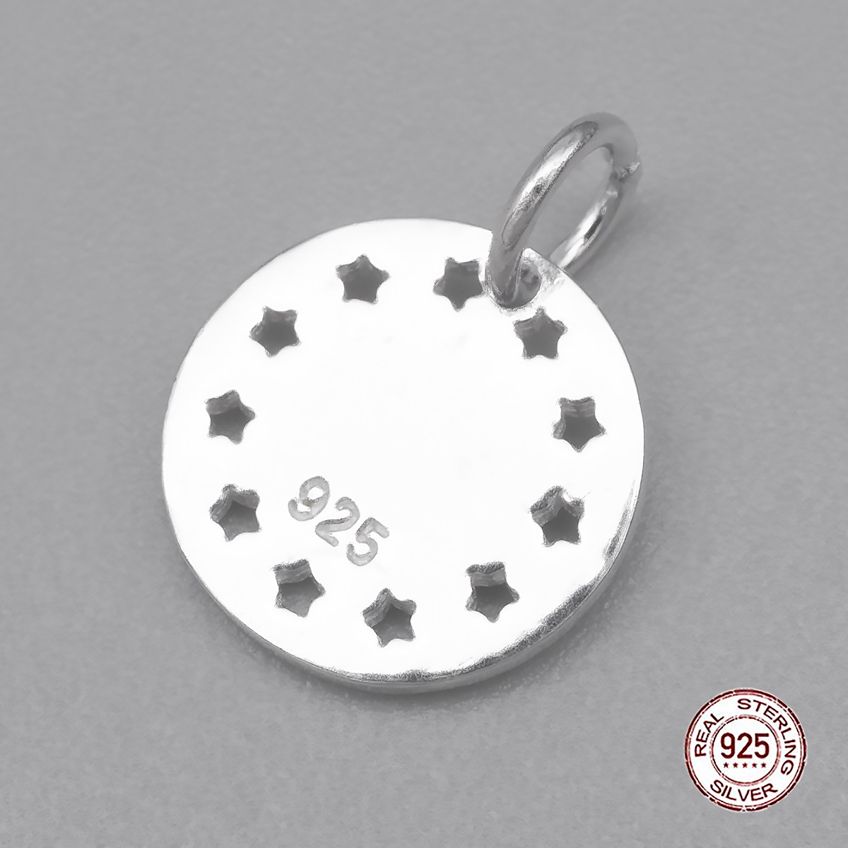 Срібло 925 Підвіска, Кругла, Плоска, Розмір: 15х11х1мм, Отвір: 3мм, 1 шт, фото 1