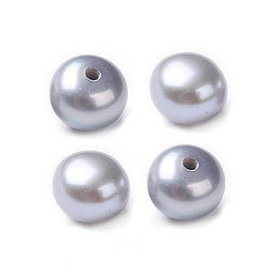 Перли Натуральний Пресноводний, Круглий, Колір: Блакитний, 5-5.5х4.5мм, Отвір нескрізне, 0.9 мм, (2 пари)