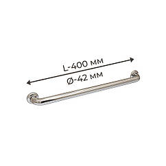 Поручень для людей з інвалюдністю (МГН) прямий настінний INVO з нержавіючої сталі, L- 400 мм, D труби - 42 мм
