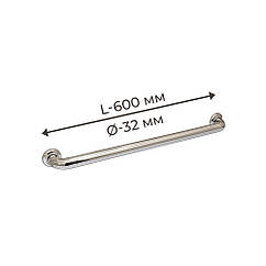 Поручень для людей з інвалюдністю (МГН) прямий настінний INVO з нержавіючої сталі, L- 600 мм, D труби - 32 мм