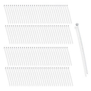 Піни з Кульком, Латунь, Колір: Срібло, Розмір: 30х0.6мм, Кулька 1.5мм, (100 шт.)