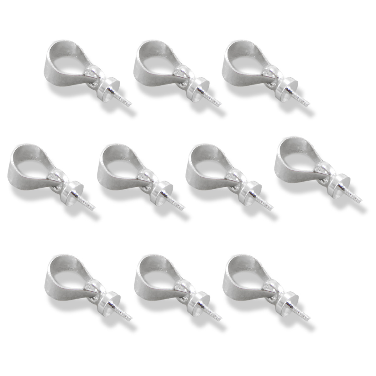 Тримач Шапочкою під Бусіну з Напівотворством, Латунь, Колір: Срібло, Розмір: 11x4х3мм, Пін 0.6мм, 10 шт, фото 1