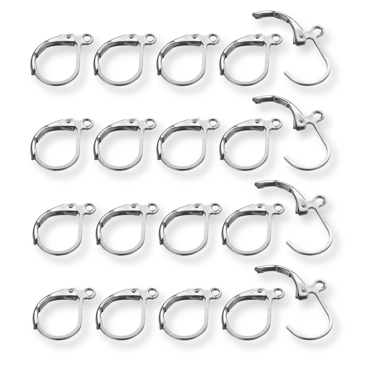 Швензи, Латунь, з Петелькою, Англійська застібка, Колір: Збройова сталь, Розмір: 15х10мм, Отвір 1 мм, 20 шт, фото 1