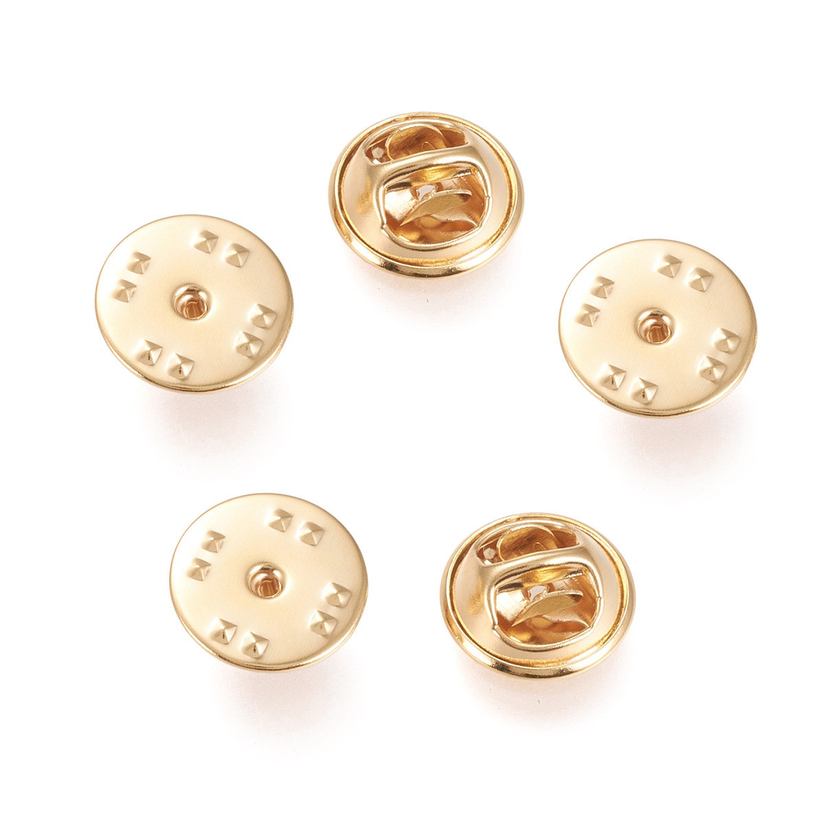 Основа для значка/Броші з Платформою та Застібкою Цанга-Метелик, Колір: Золото, 12х5 мм, Отвір 1.6 мм, (5 шт.), фото 1