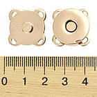 Застібка Кнопка, для сумки/Кошелька, Сплав, Магнітна, Колір: Світле Золото, Розмір: 19x19x5.5мм, 2 комплекта, фото 3