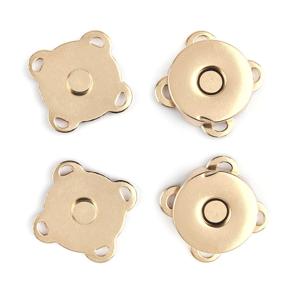 Застібка Кнопка, для сумки/Кошелька, Сплав, Магнітна, Колір: Світле Золото, Розмір: 14х14х4мм, (2 шт.), фото 1