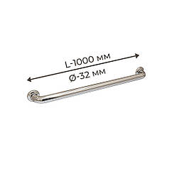 Поручень для людей з інвалюдністю (МГН) прямий настінний INVO з нержавіючої сталі, L- 1000 мм, D труби - 32 мм