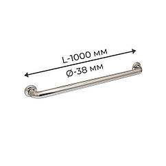 Поручень для людей з інвалюдністю (МГН) прямий настінний INVO з нержавіючої сталі, L- 1000 мм, D труби - 38 мм