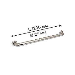 Поручень для людей з інвалюдністю (МГН) прямий настінний INVO з нержавіючої сталі, L- 1200 мм, D труби - 25 мм