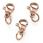 Застібка Карабін-Лобстер із сполучним кільцем, Неіржавка сталь, Іонне Покриття (IP), Колір: Рожеве, 10 шт, фото 4