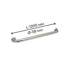 Поручень для людей з інвалюдністю (МГН) прямий настінний INVO з нержавіючої сталі, L- 1200 мм, D труби - 38 мм