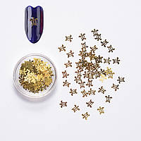 Декор для Ногтей, Черепашки, Размер: 5х4.5х0.1мм, Цвет: Золотой, около 100шт/баночка, 1 баночка