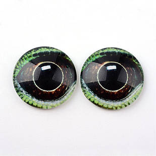 Кабошони Глазур Скляні, Круглі, Коричнево-зелений, 10x3.5мм, 10 шт./паковання