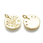 Кулон, Латунь, Плоский Круглий зі словом Love, Покриття Золото 16К, Розмір: 16х1.5мм, Отвір 3 мм, 1 шт, фото 4
