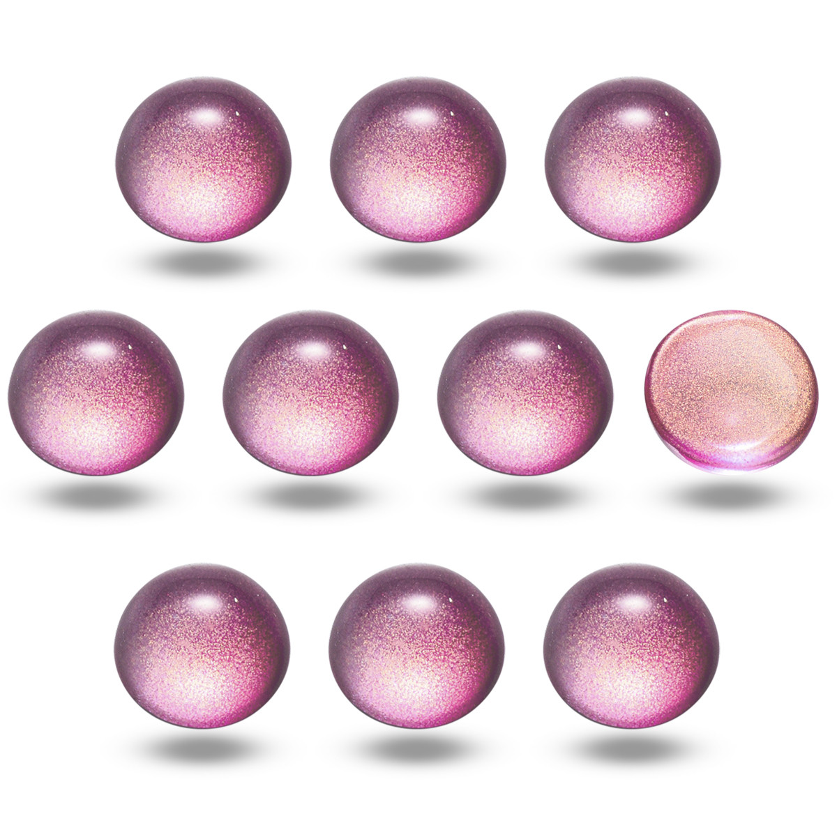 Кабошони Скляні, Круглі, Фарбовані розпиленням, Колір: Фуксія, Розмір: 12x6мм, 10 шт, фото 1