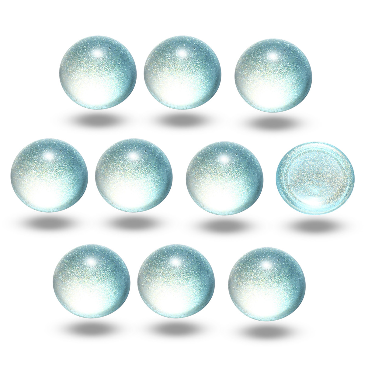 Кабошони Скляні, Круглі, пофарбовані розпиленням, Колір: Аквамарин, Розмір: 12x6мм, 10 шт, фото 1