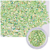 Чешуя Дракона 3D для Дизайна Ногтей, Ромб, Цвет: Светло-Зеленый, около 1г/баночка, 1 баночка