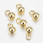 Підвіска Куля, Неіржавка сталь, Колір: Золото, Розмір: 6х3мм, Отвір 2 мм, 10 шт, фото 4