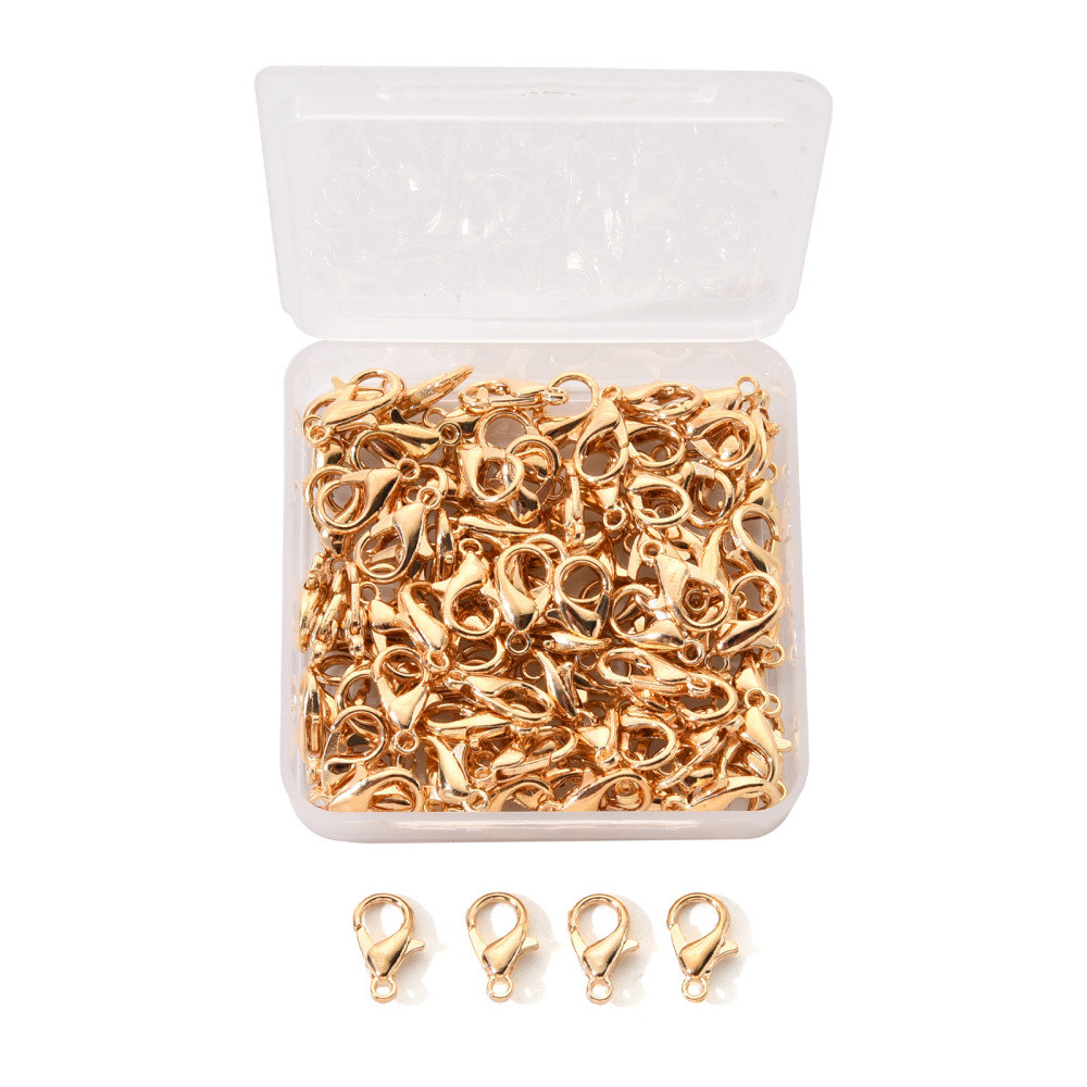 Застібка Карабін-Лобстер, Сплав, Колір: Світле Золото, Розмір: 12х6 мм, Отвір 1.2 мм, 100 шт./контейнер, фото 1