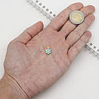 Підвіска Латунь, Квітка з Фіанітами та Перли, Покриття Золото 18К, Колір Фіанітів: Темно-блакитний, 1 шт, фото 2