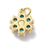 Підвіска Латунь, Квітка з Фіанітами та Перли, Покриття Золото 18К, Колір Фіанітів: Темно-блакитний, 1 шт, фото 5