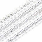 Ланцюг Латунь, з Бусинами Перли з АБС-пластику, Колір: Срібло, Ширина 2.4-2.5мм, 9 м/котушка, 1 катушка, фото 2