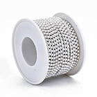 Ланцюг Латунь, з Бусинами Перли з АБС-пластику, Колір: Срібло, Ширина 2.4-2.5мм, 9 м/котушка, 1 катушка, фото 4