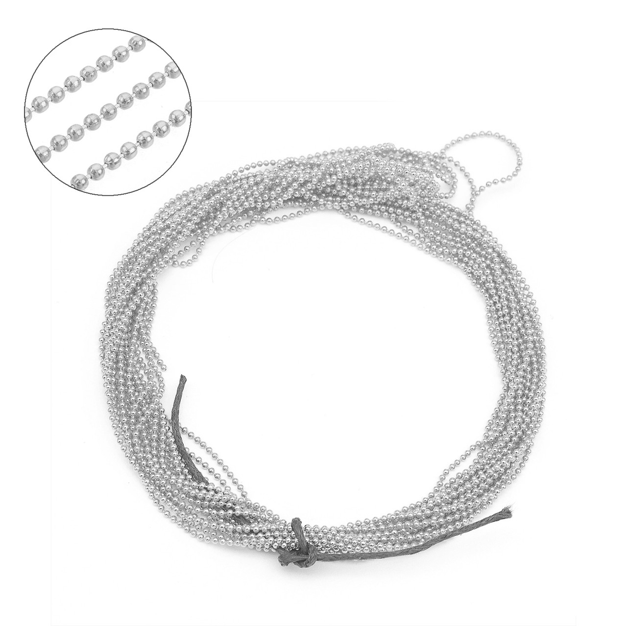 Ланцюг Плетіння Перлина, Латунь, Стійке покриття, без Свинцю, Нікеля та Кадмія, Колір: Платина, Дзвено: Діаметр, фото 1