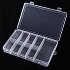 Контейнер для Бісера та Бусин, Пластиковий, Безбарвний, Розмір: 24.5x14.5x3.5см, Секції 14х6.5хсм і 6.8х3.7х3.7х3, фото 6