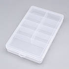 Контейнер для Бісера та Бусин, Пластиковий, Безбарвний, Розмір: 24.5x14.5x3.5см, Секції 14х6.5хсм і 6.8х3.7х3.7х3, фото 7