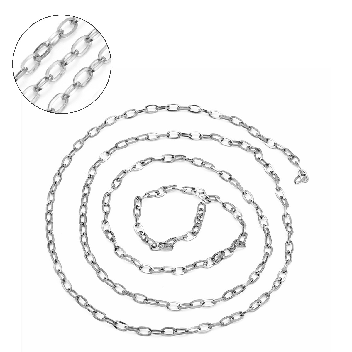 Ланцюг Якісне Плетіння, Неіржавка сталь, Непаяна, Дзвено: 7х4х0.8мм (1 м), фото 1