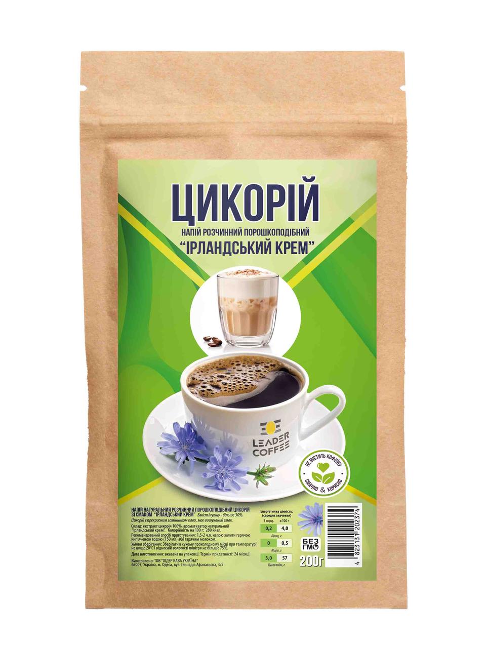 Цикорій розчинний порошкоподібний ТМ"LEADERCOFFEE" Ірландський крем, 200г