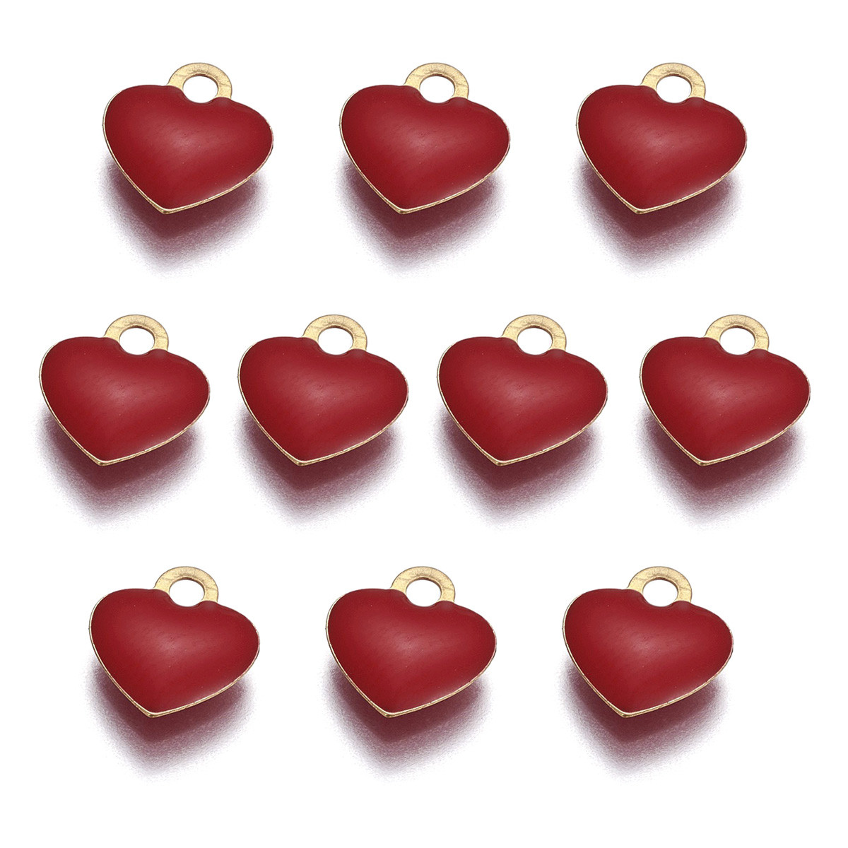 Кулон Серце, Латунь, емальований, Стійке Покриття Золото 18К, Колір: Червоний, Розмір: 10х9х2мм, 1 упаковка, фото 1