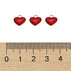 Кулон Серце, Латунь, емальований, Стійке Покриття Золото 18К, Колір: Червоний, Розмір: 10х9х2мм, 1 упаковка, фото 3