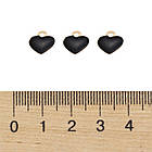 Кулон Серце, Латунь, емальований, Стійке Покриття Золото 18К, Колір: Чорний, Розмір: 10х9х2мм, 1 упаковка, фото 3