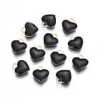 Кулон Серце, Латунь, емальований, Стійке Покриття Золото 18К, Колір: Чорний, Розмір: 10х9х2мм, 1 упаковка, фото 4