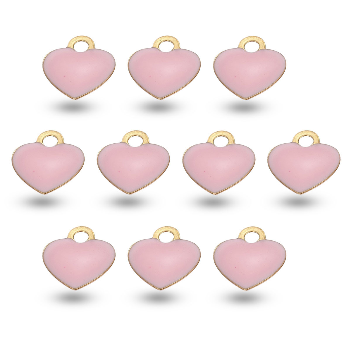 Кулон Серце, Латунь, емальований, Стійке Покриття Золото 18К, Колір: Рожевий, Розмір: 10х9х2мм, 1 упаковка, фото 1